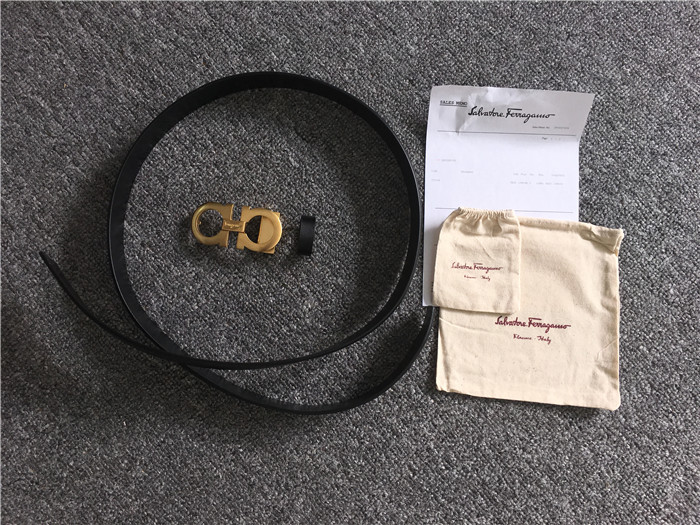 Ferragamo Black Leather Gold Buckle - EUR FASHION