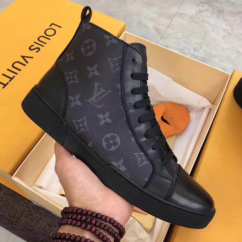 Louis Vuitton Black Leather High Top Sneakers - EUR FASHION