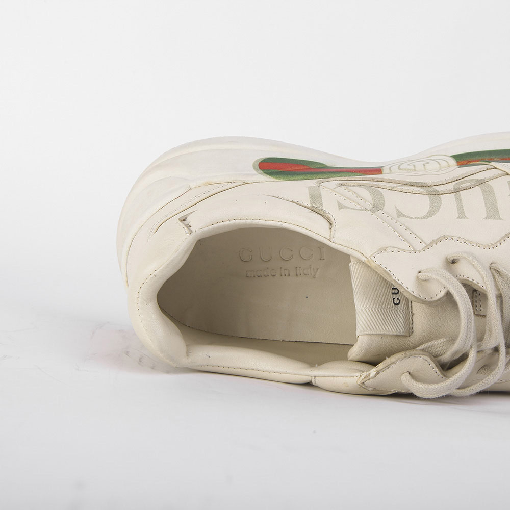 Gucci Rhyton  Logo Ivory Leather Sneaker - EUR FASHION