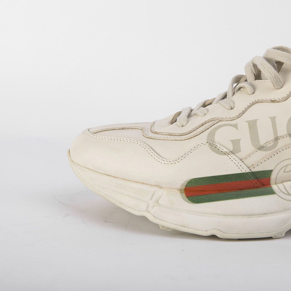 Gucci Rhyton  Logo Ivory Leather Sneaker - EUR FASHION