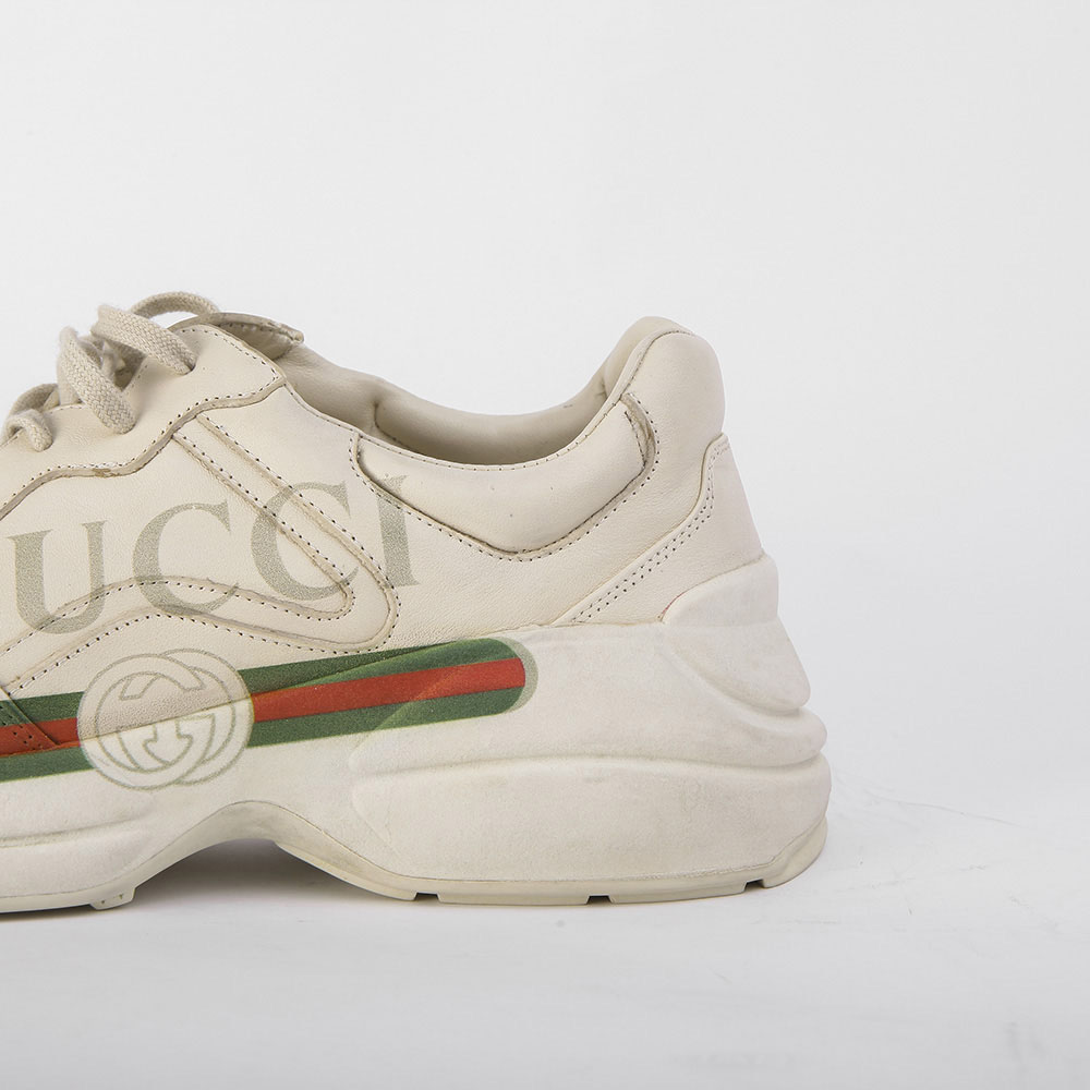 Gucci Rhyton  Logo Ivory Leather Sneaker - EUR FASHION