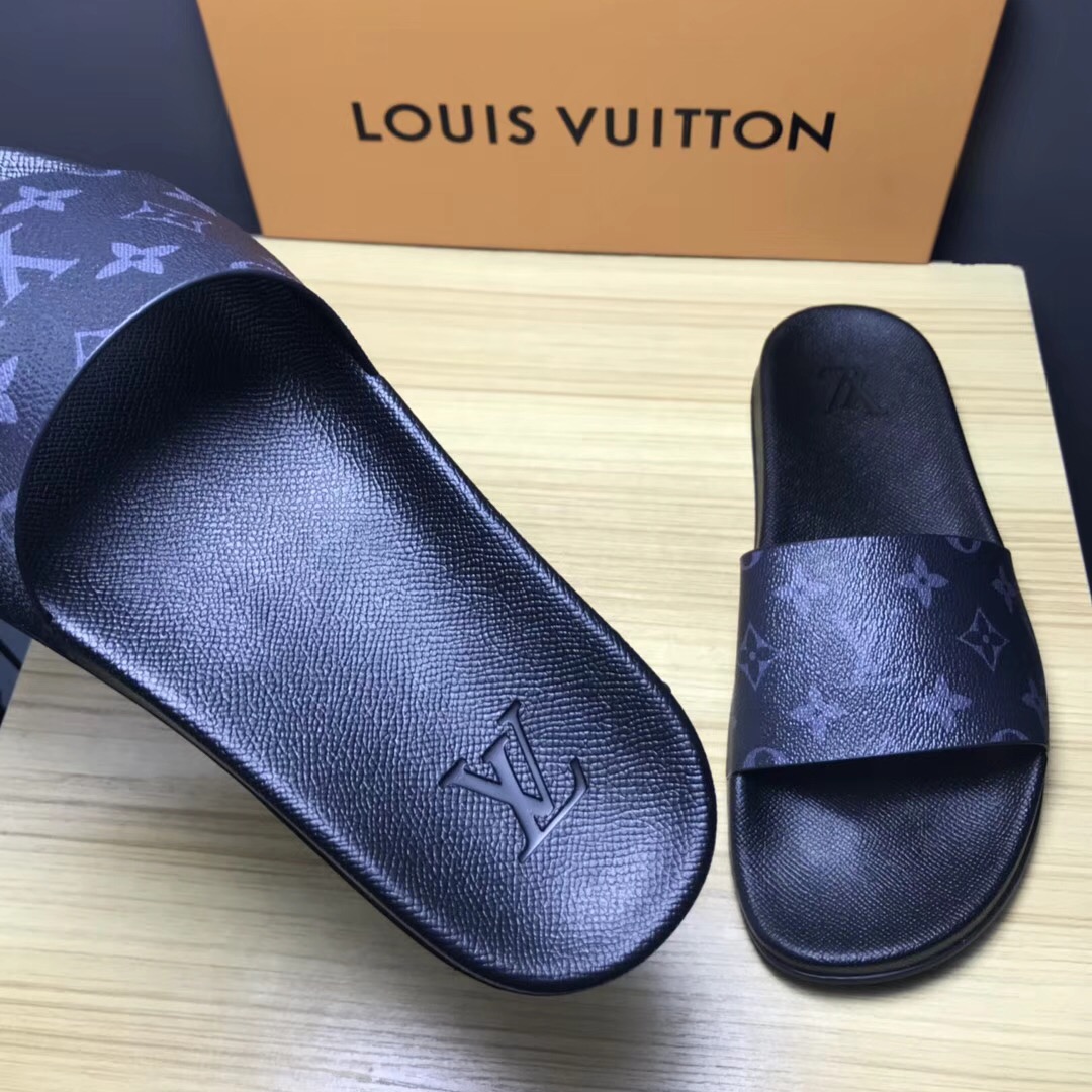 Louis Vuitton Palm Slippers In Balck - EUR FASHION