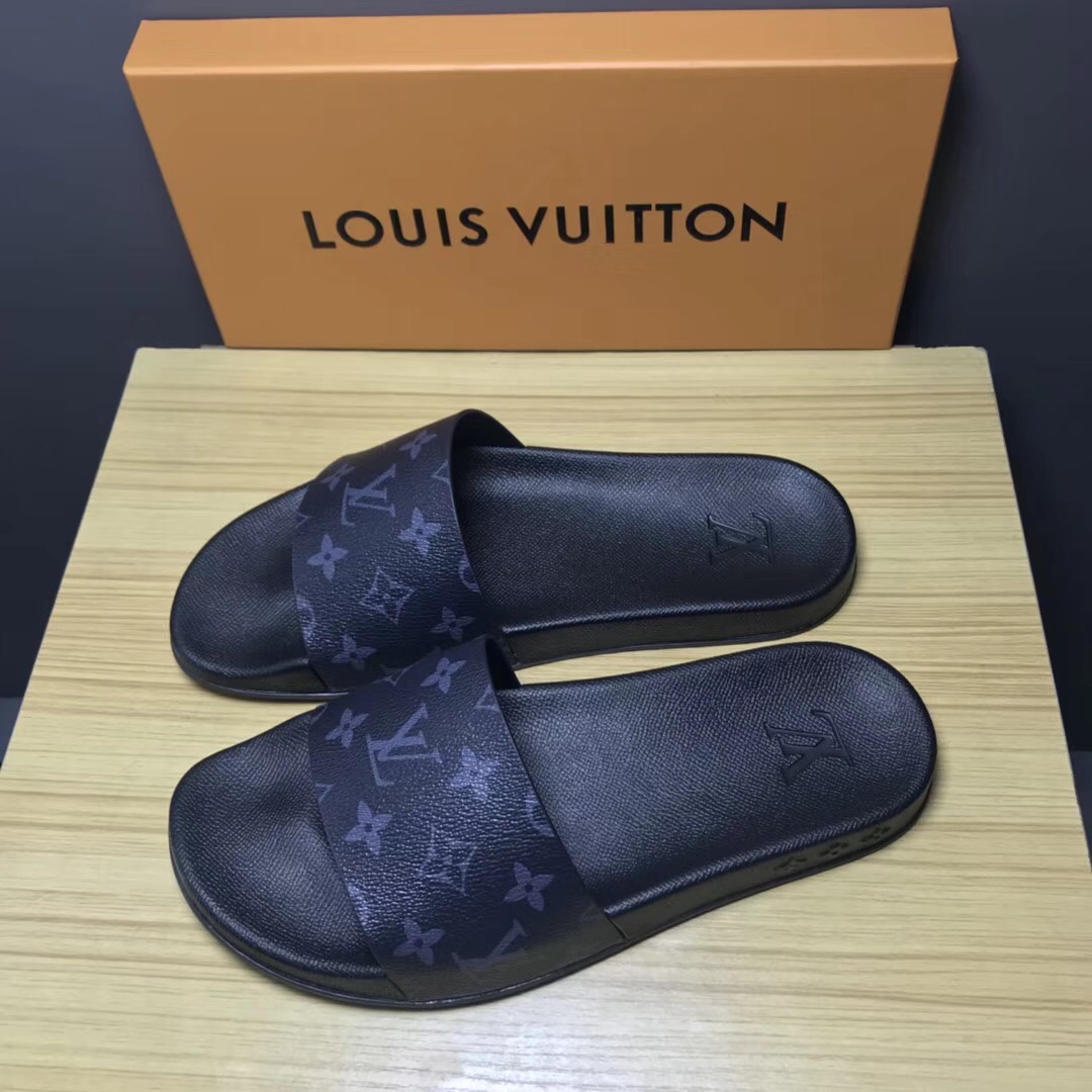 Louis Vuitton Palm Slippers In Balck - EUR FASHION