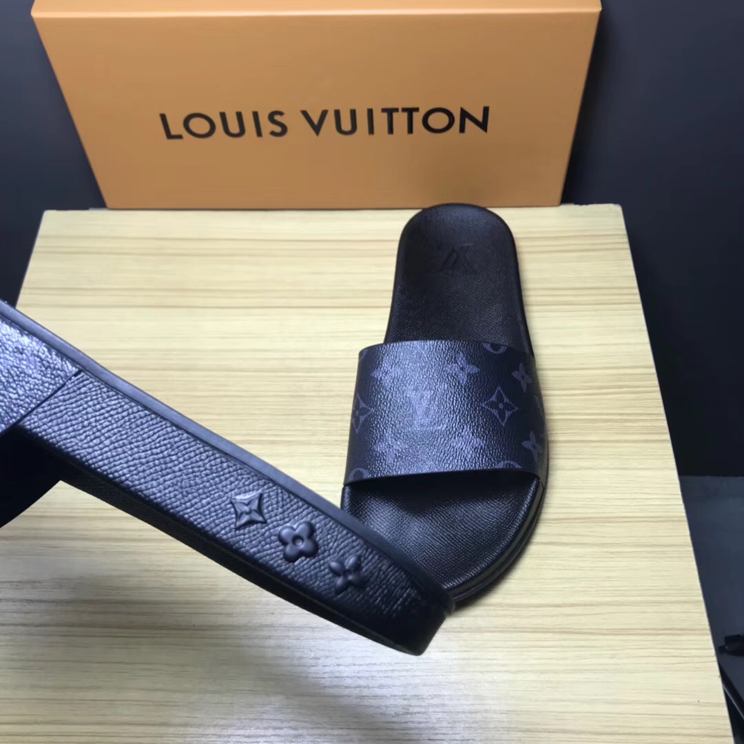 Louis Vuitton Palm Slippers In Balck - EUR FASHION