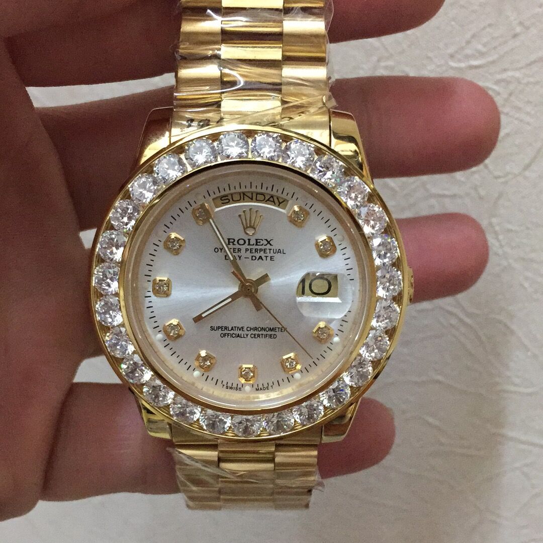 Rolex 40MM 18K Yellow Gold Diamond Watch - EUR FASHION