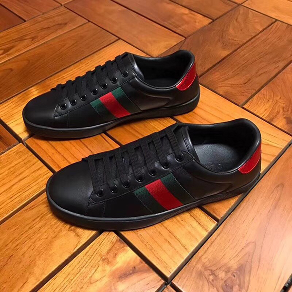 Gucci Ace Black Leather Sneaker - EUR FASHION