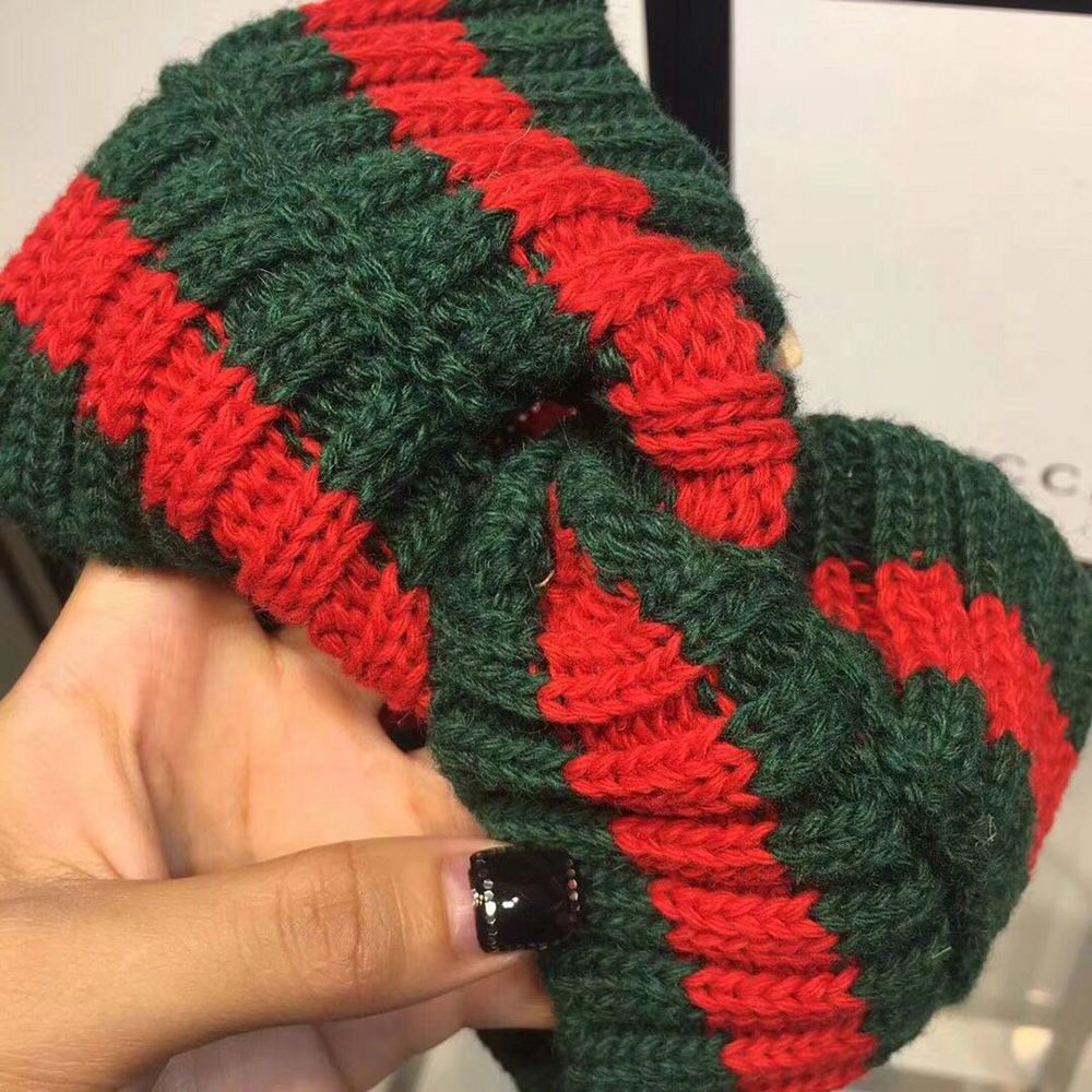 Gucci Green And Red Wool Web Headband  - EUR FASHION