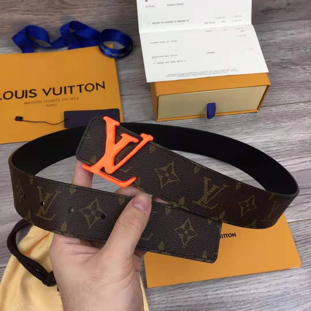 Louis Vuitton Shape Monogram Belt With Orange Buckle - EUR FASHION