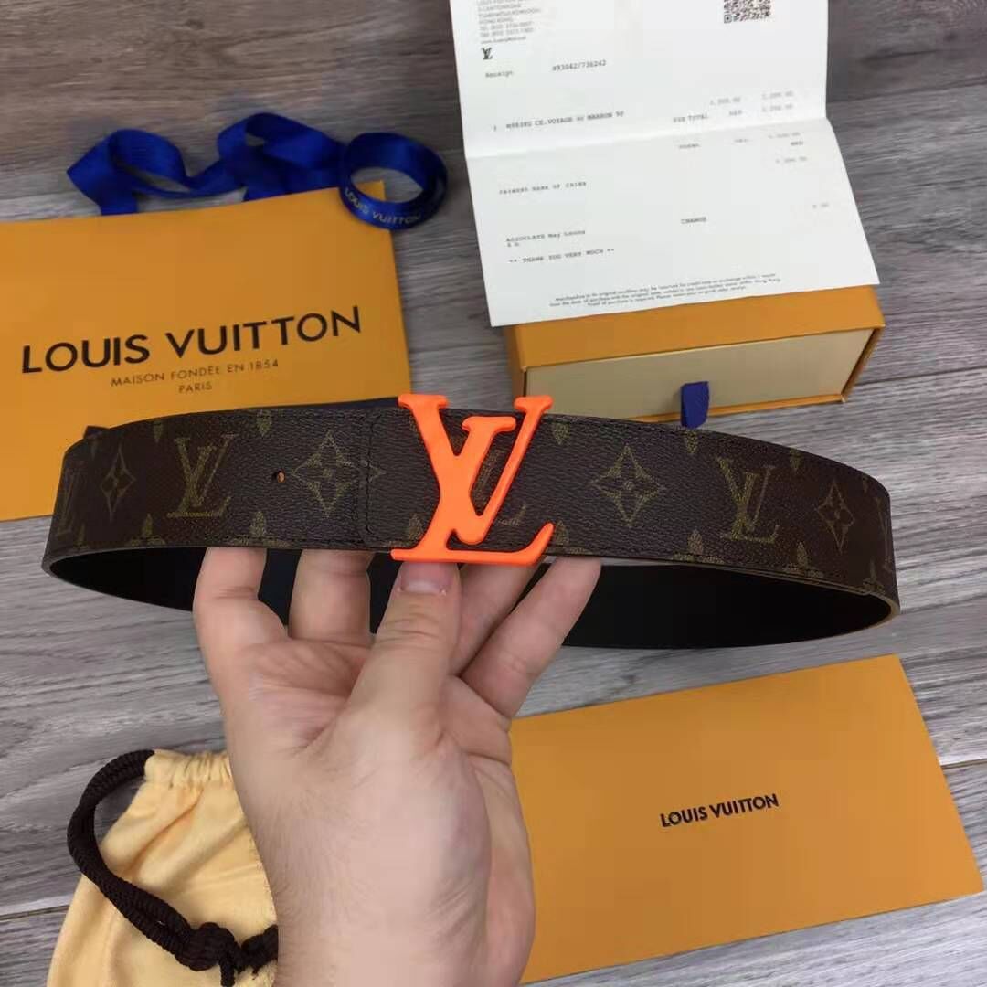 Louis Vuitton Shape Monogram Belt With Orange Buckle - EUR FASHION