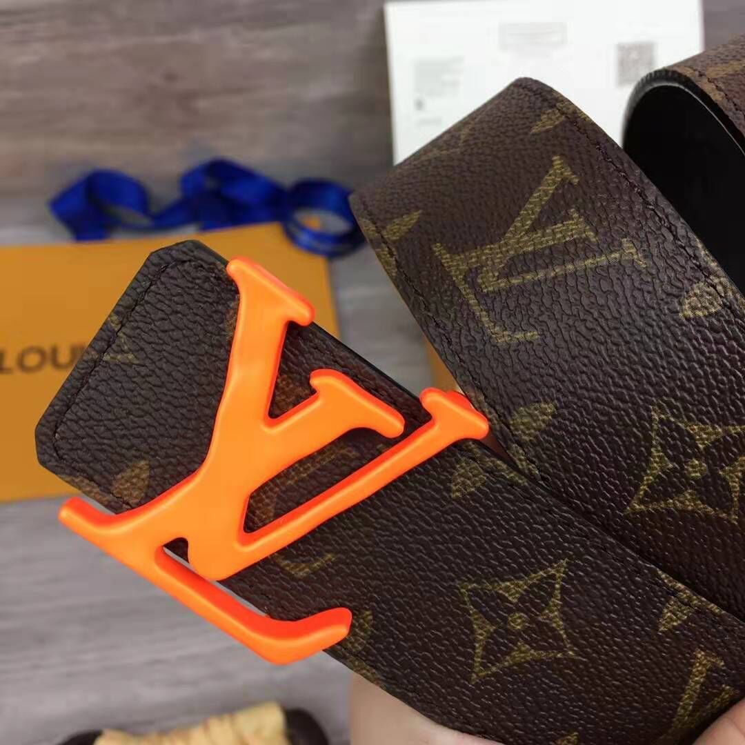 Louis Vuitton Shape Monogram Belt With Orange Buckle - EUR FASHION