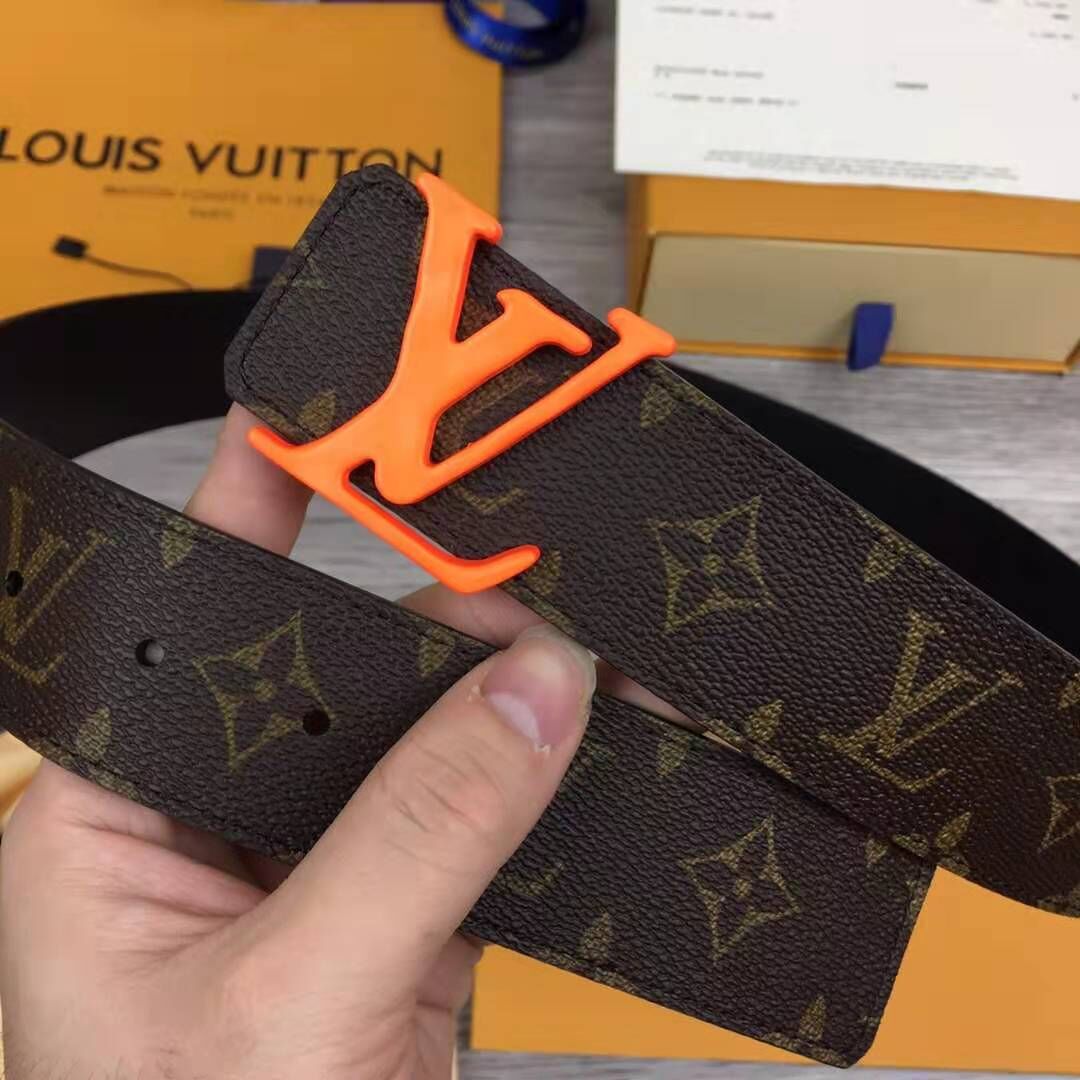 Louis Vuitton Shape Monogram Belt With Orange Buckle - EUR FASHION