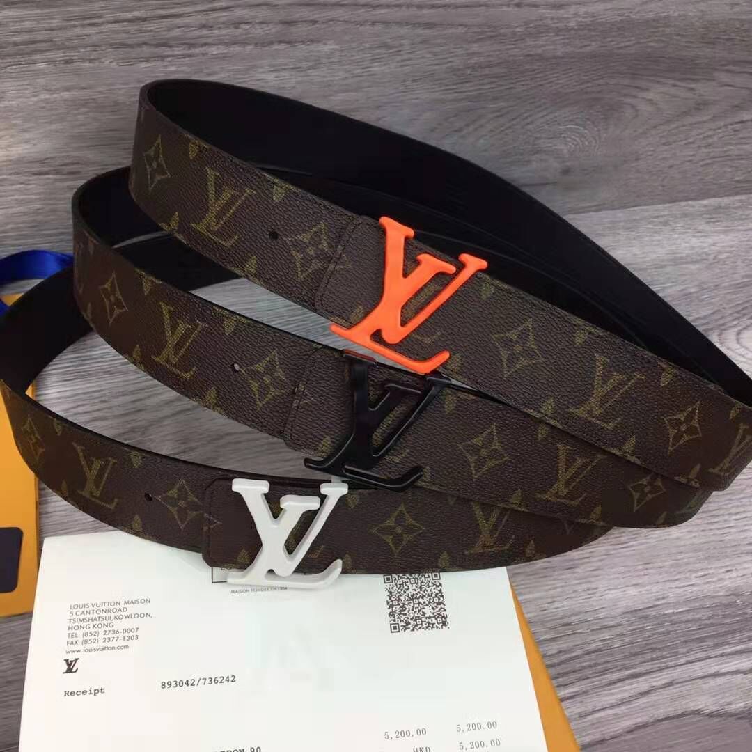 Louis Vuitton Shape Monogram Belt With Orange Buckle - EUR FASHION