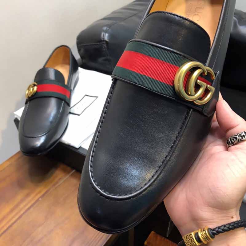 Gucci Leather Loafer With GG Web - EUR FASHION