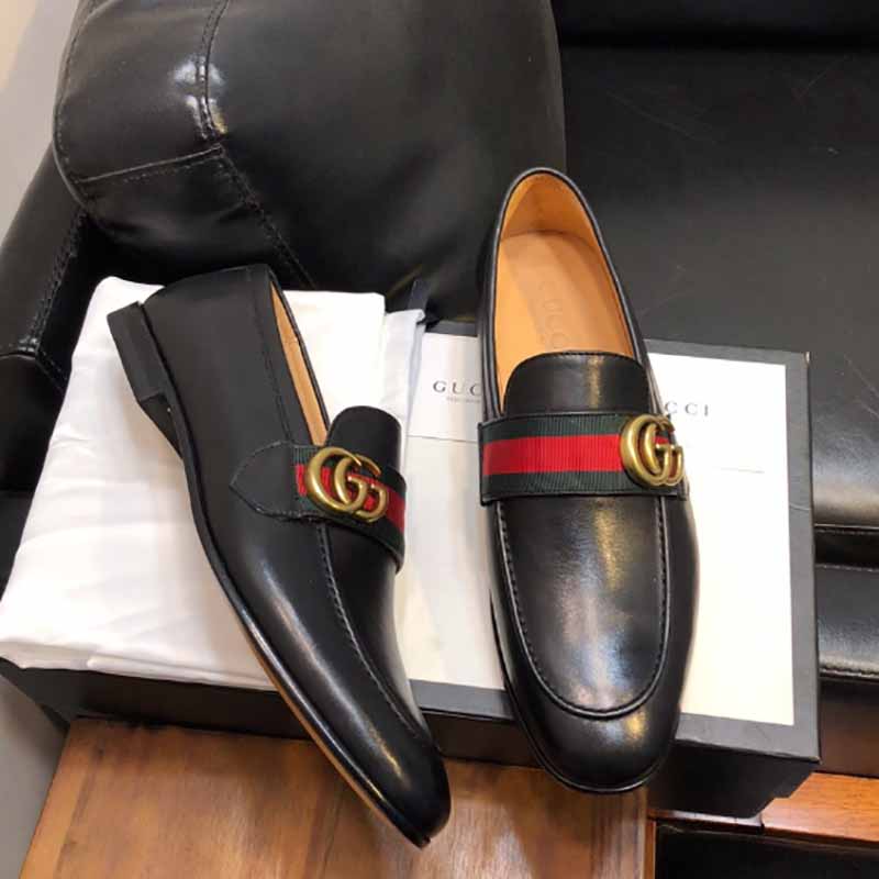 Gucci Leather Loafer With GG Web - EUR FASHION