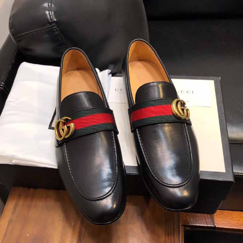 Gucci Leather Loafer With GG Web - EUR FASHION