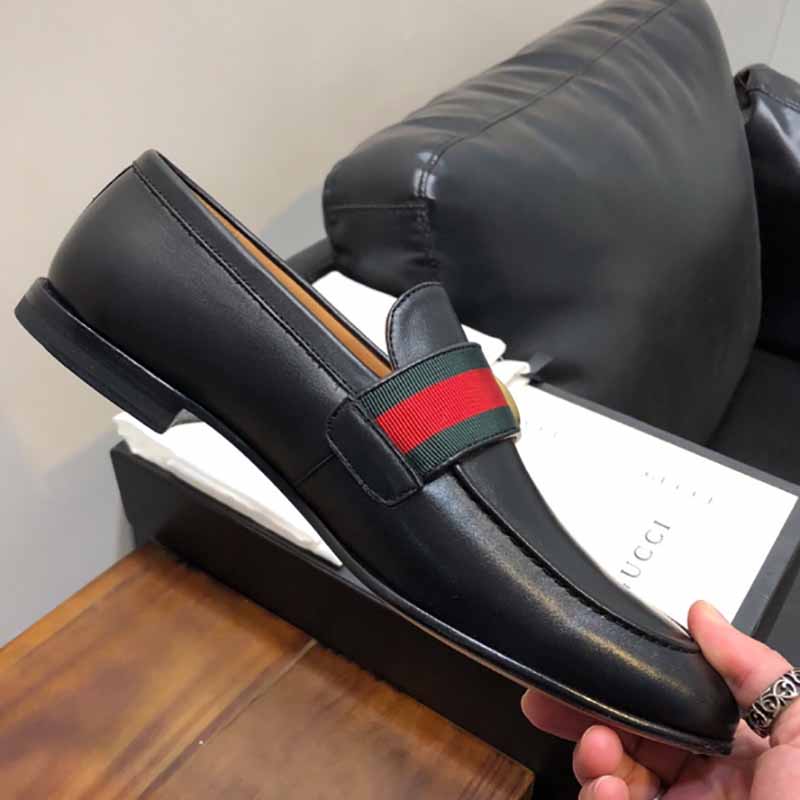 Gucci Leather Loafer With GG Web - EUR FASHION