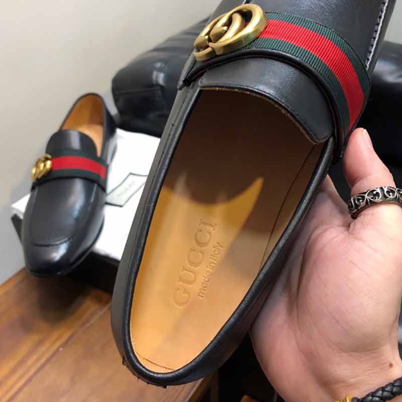 Gucci Leather Loafer With GG Web - EUR FASHION