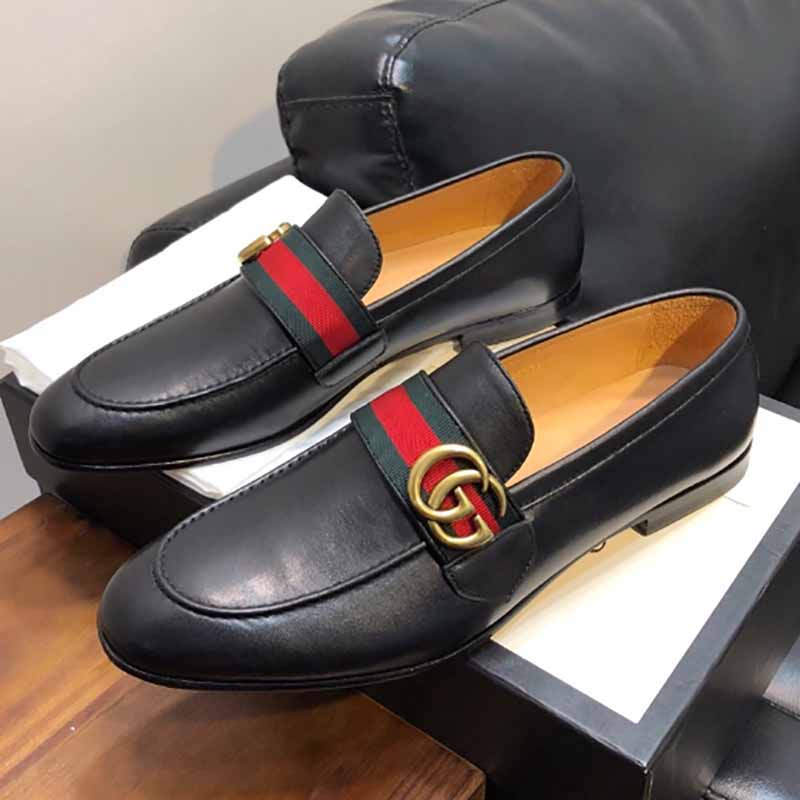 Gucci Leather Loafer With GG Web - EUR FASHION