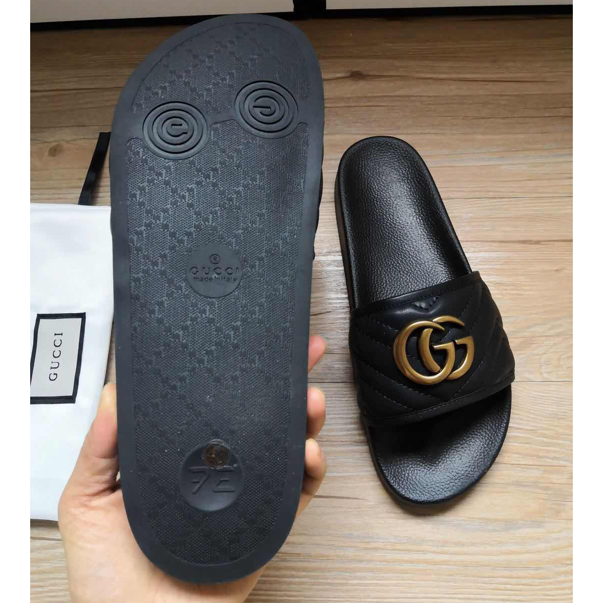 Gucci Black Double G Slippers - EUR FASHION