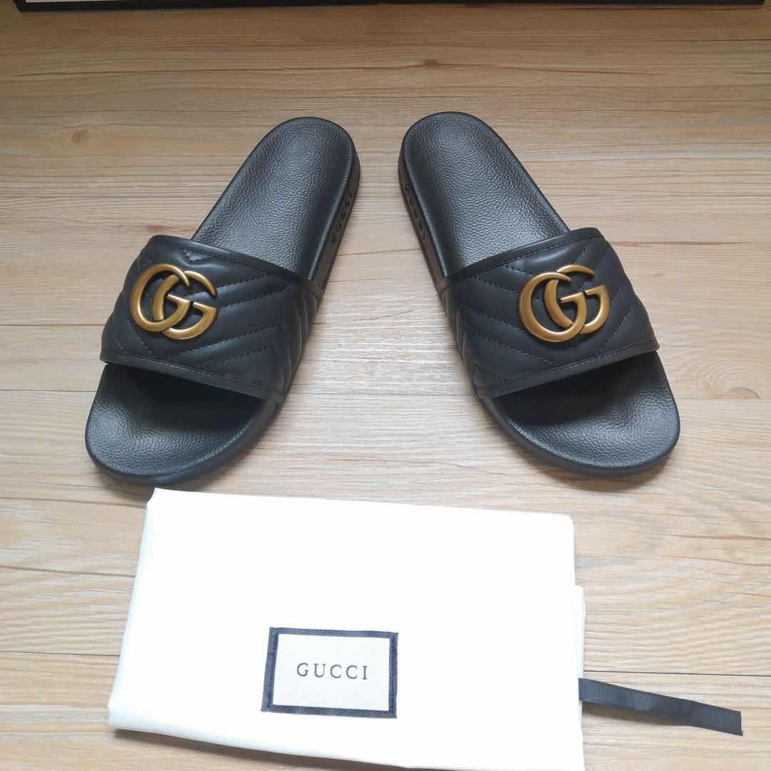 Gucci Black Double G Slippers - EUR FASHION