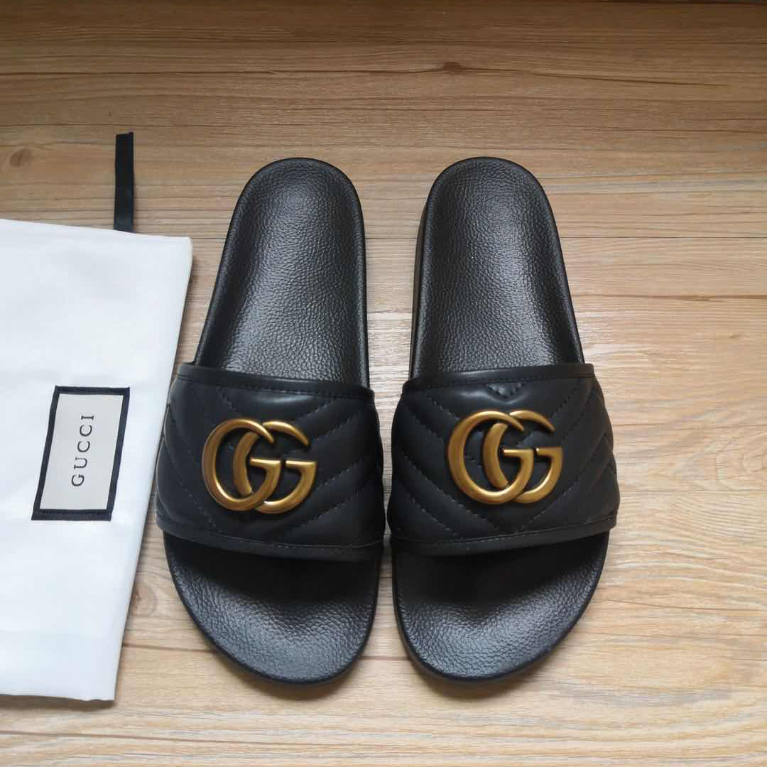 Gucci Black Double G Slippers - EUR FASHION