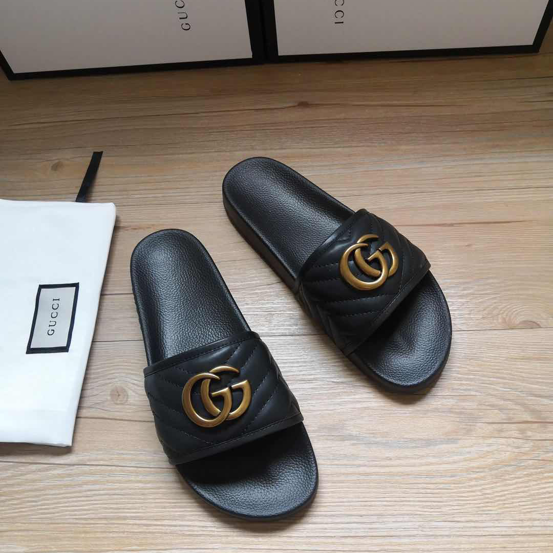 Gucci Black Double G Slippers - EUR FASHION