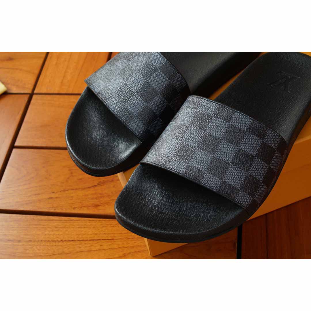 Louis Vuitton Black Damier Sandals - EUR FASHION