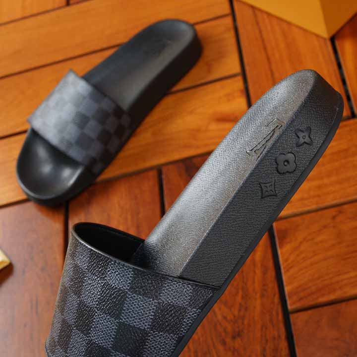 Louis Vuitton Black Damier Sandals - EUR FASHION