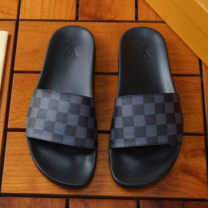 Louis Vuitton Black Damier Sandals - EUR FASHION