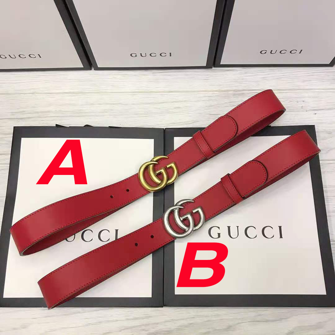 Gucci Red Leather Belt With Double G Buckle - EUR FASHION