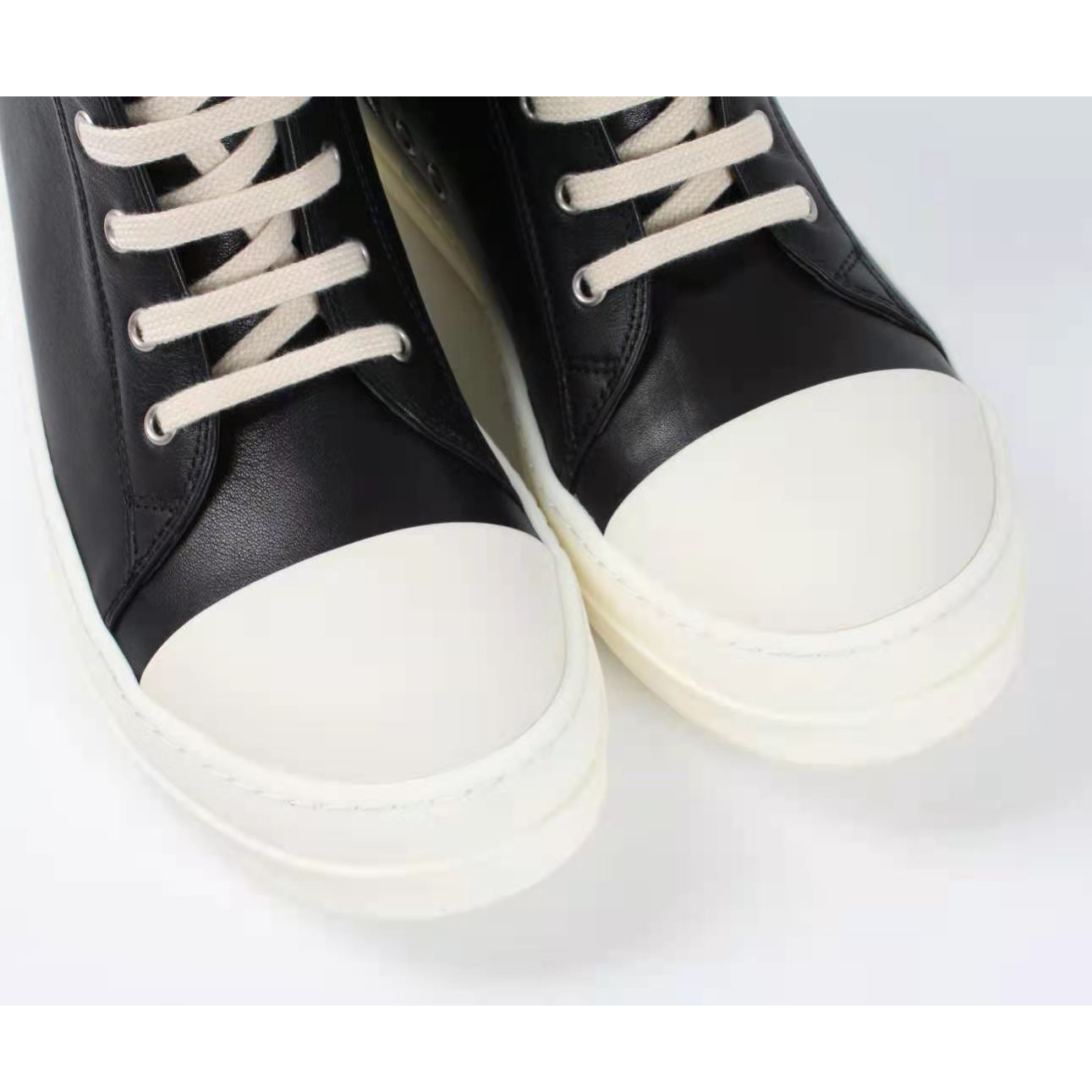 Rick Owens Black Leather High Top Sneakers - EUR FASHION