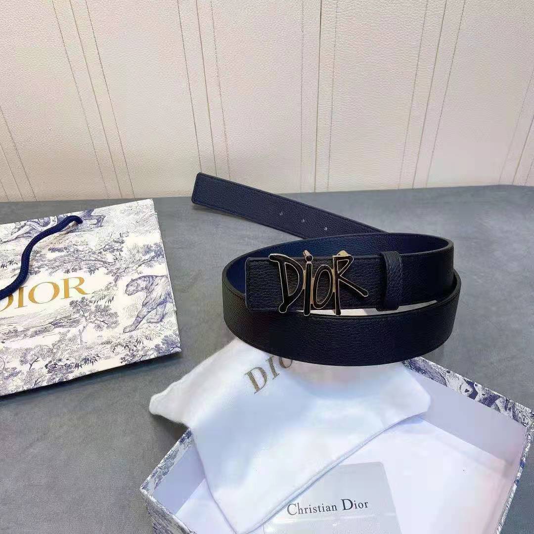 Dior Leather Belt With 'DIOR' Buckle - EUR FASHION