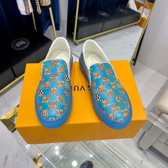 Louis Vuitton  Blue Damier Loafers - EUR FASHION