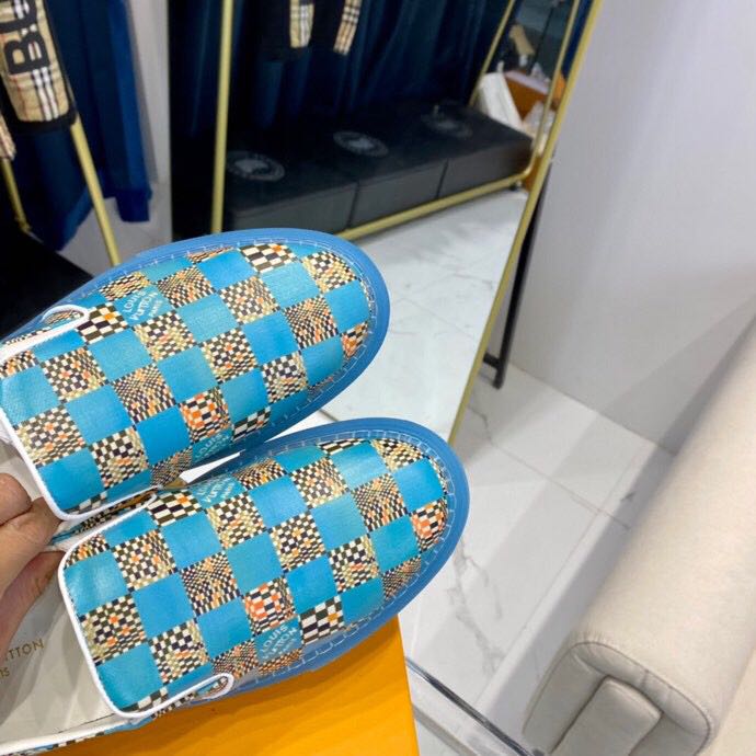 Louis Vuitton  Blue Damier Loafers - EUR FASHION