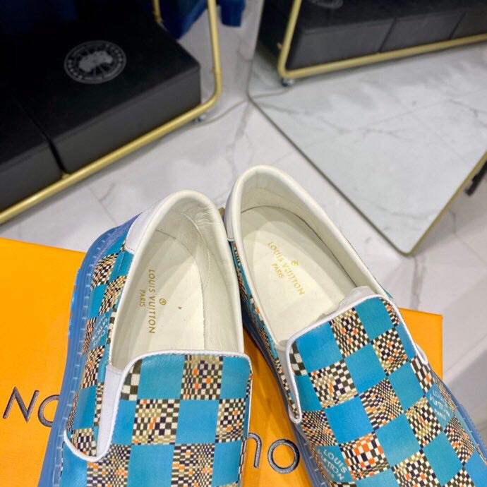 Louis Vuitton  Blue Damier Loafers - EUR FASHION