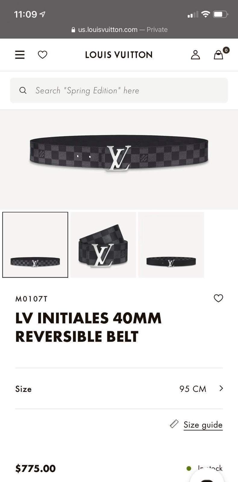 Louis Vuitton Damier Belt in Black - EUR FASHION