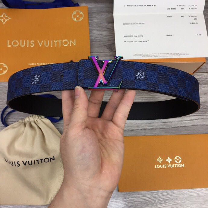 Louis Vuitton Damier 40MM Reversible Belt In Blue - EUR FASHION