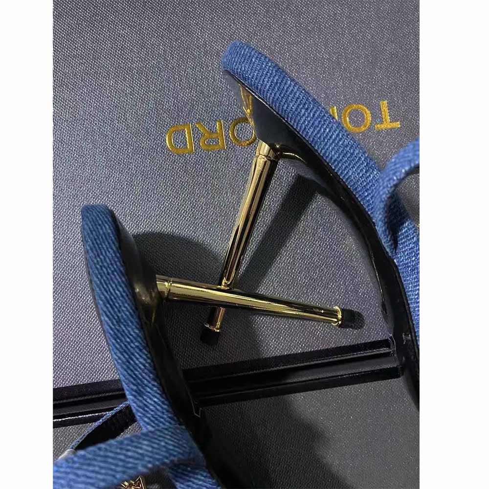 Tom Ford 10cm Denim Lock&Key Stiletto Sandals - EUR FASHION