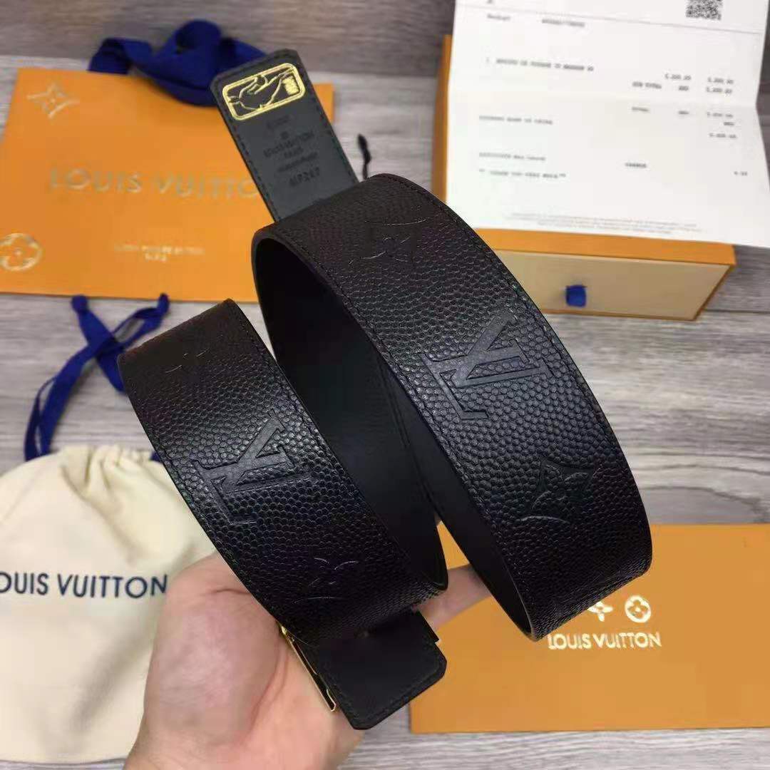 Louis Vuitton LV x NBA LV Initiales Reversible Belt 40 MM Monogram Black in Leather with Gold-tone - EUR FASHION