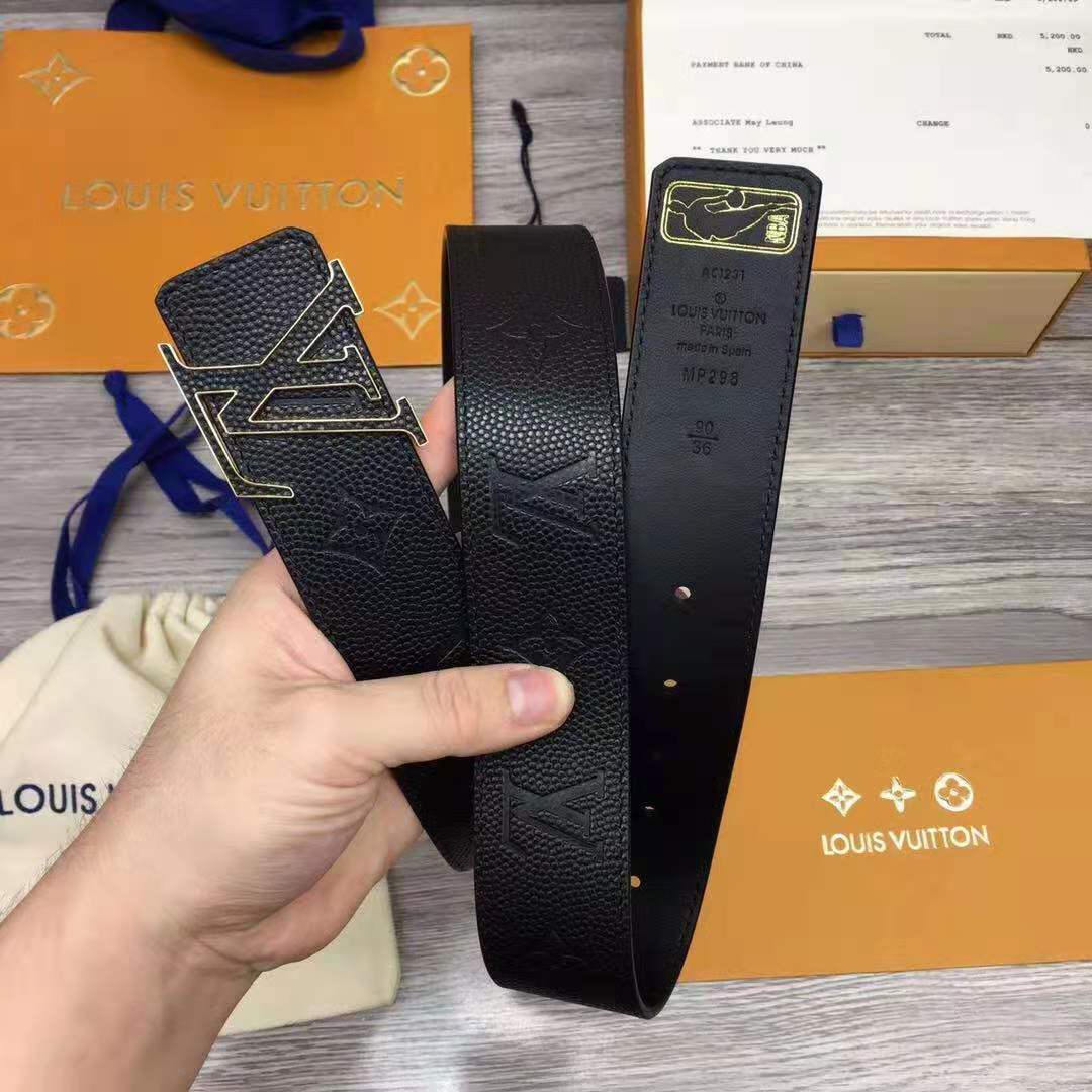 Louis Vuitton LV x NBA LV Initiales Reversible Belt 40 MM Monogram Black in Leather with Gold-tone - EUR FASHION