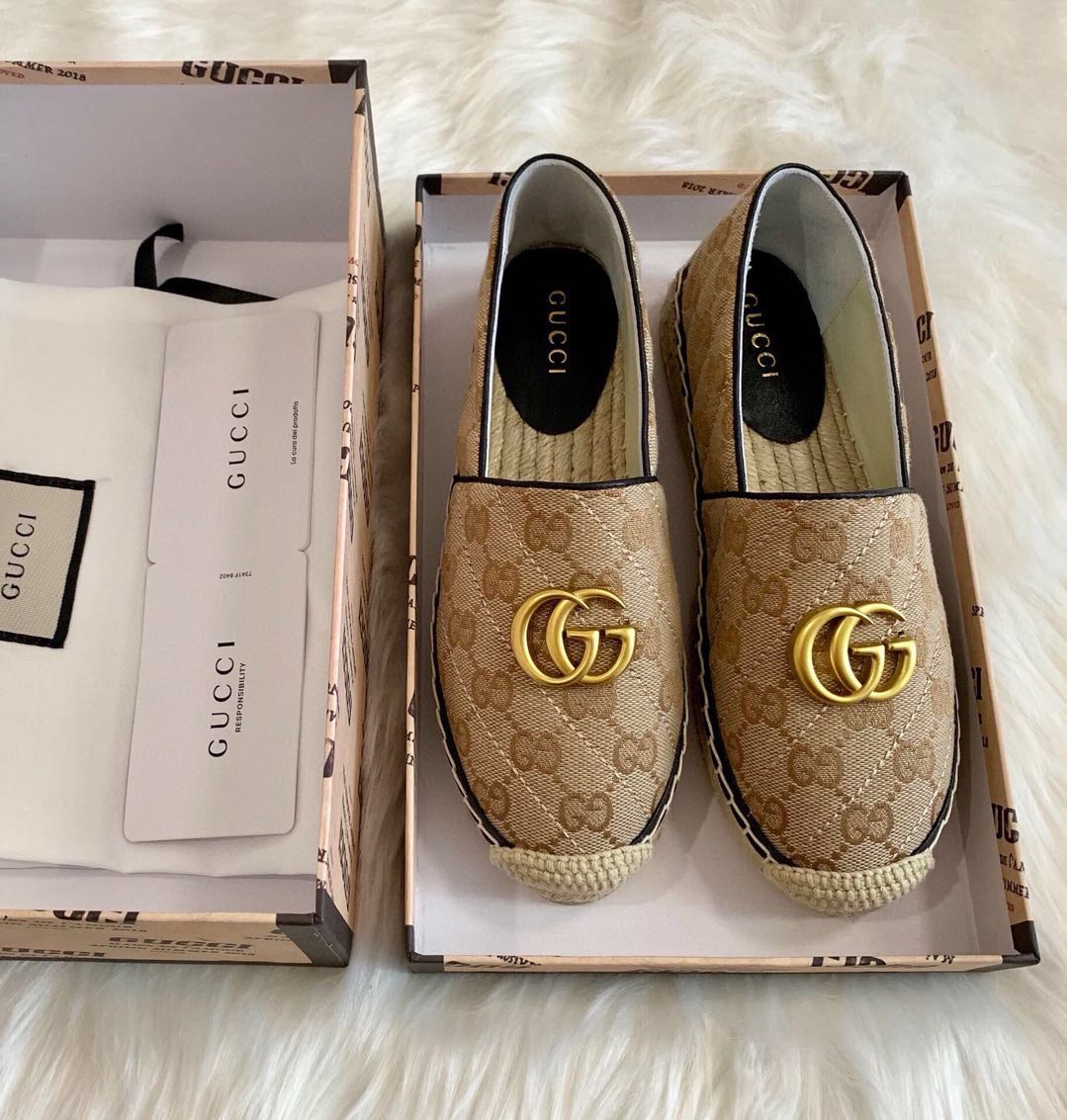 Gucci Women's GG Matelassé Canvas Espadrille - EUR FASHION