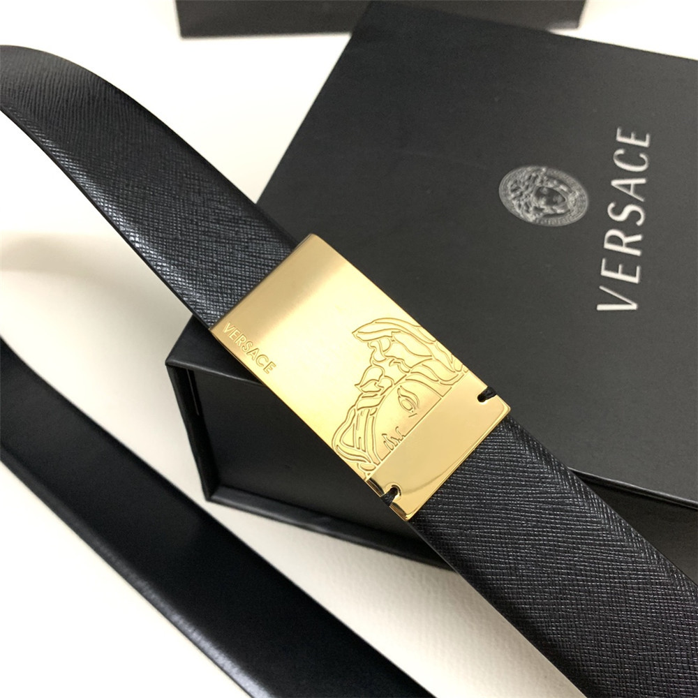 Versace 35MM Black Leather Belt (Men) - EUR FASHION