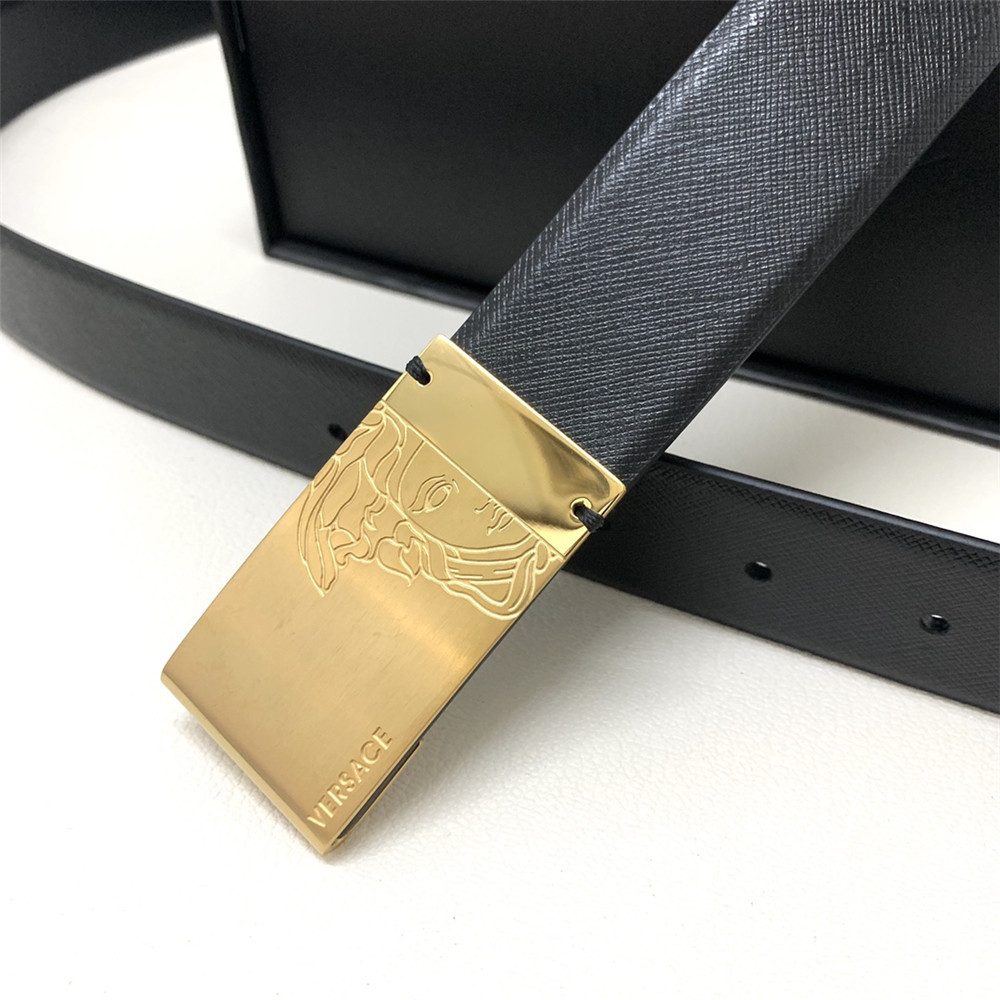 Versace 35MM Black Leather Belt (Men) - EUR FASHION