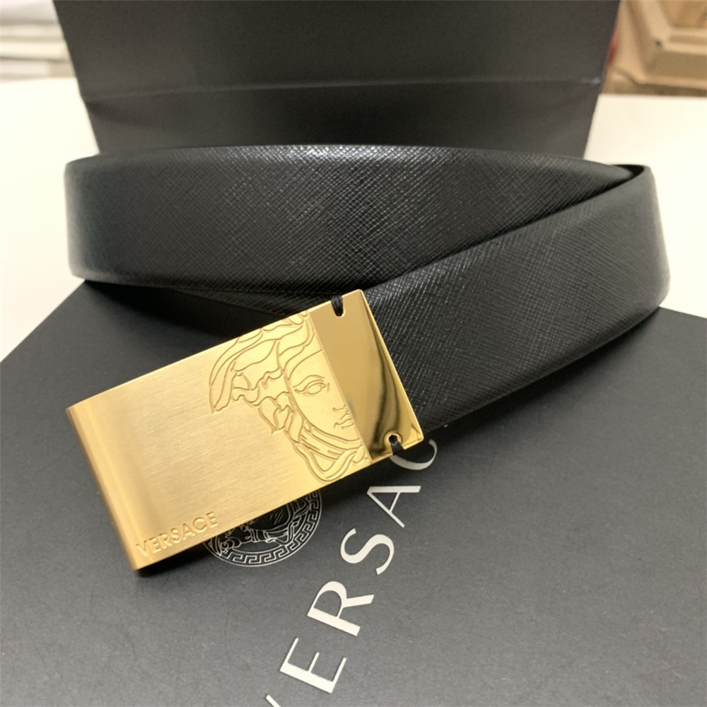 Versace 35MM Black Leather Belt (Men) - EUR FASHION