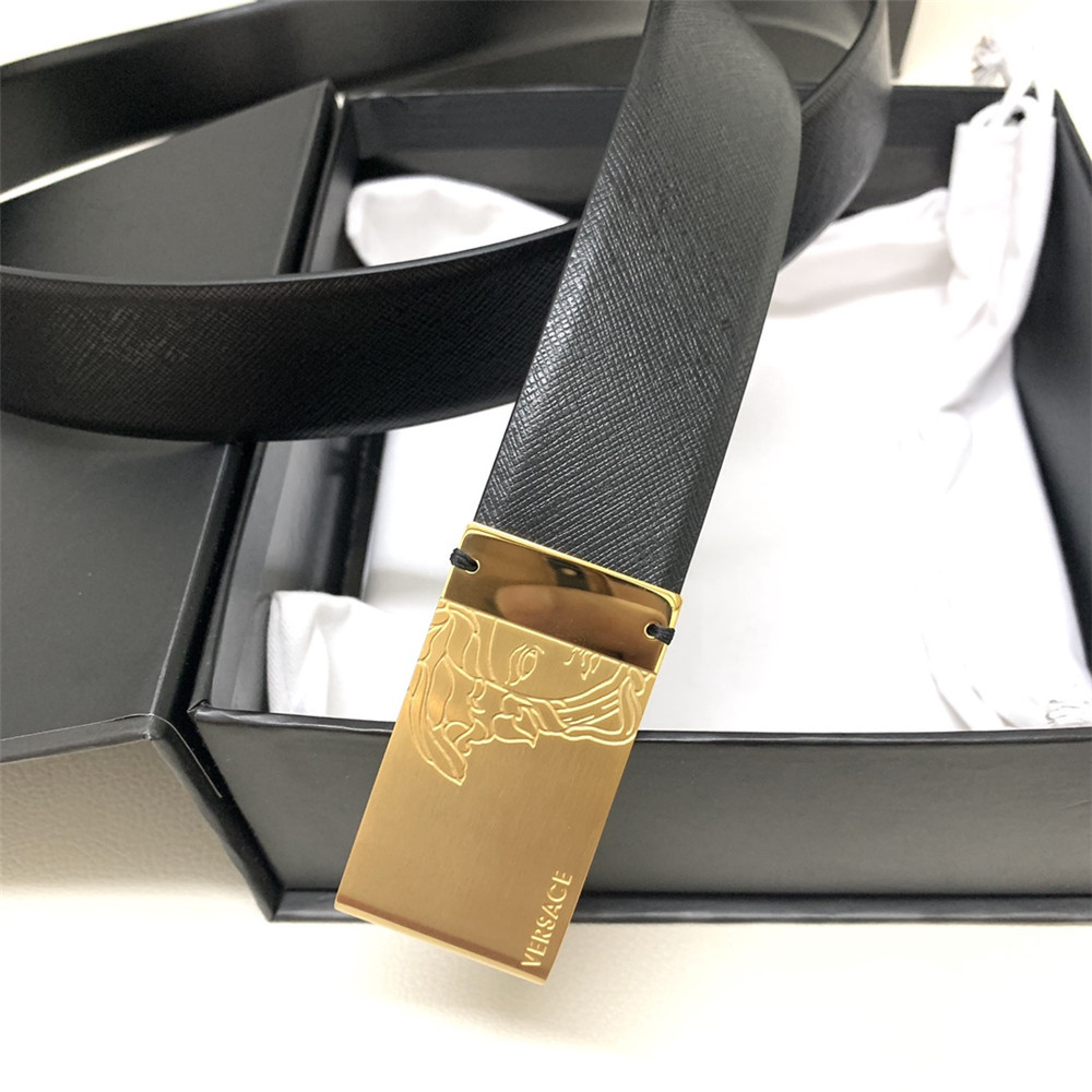 Versace 35MM Black Leather Belt (Men) - EUR FASHION