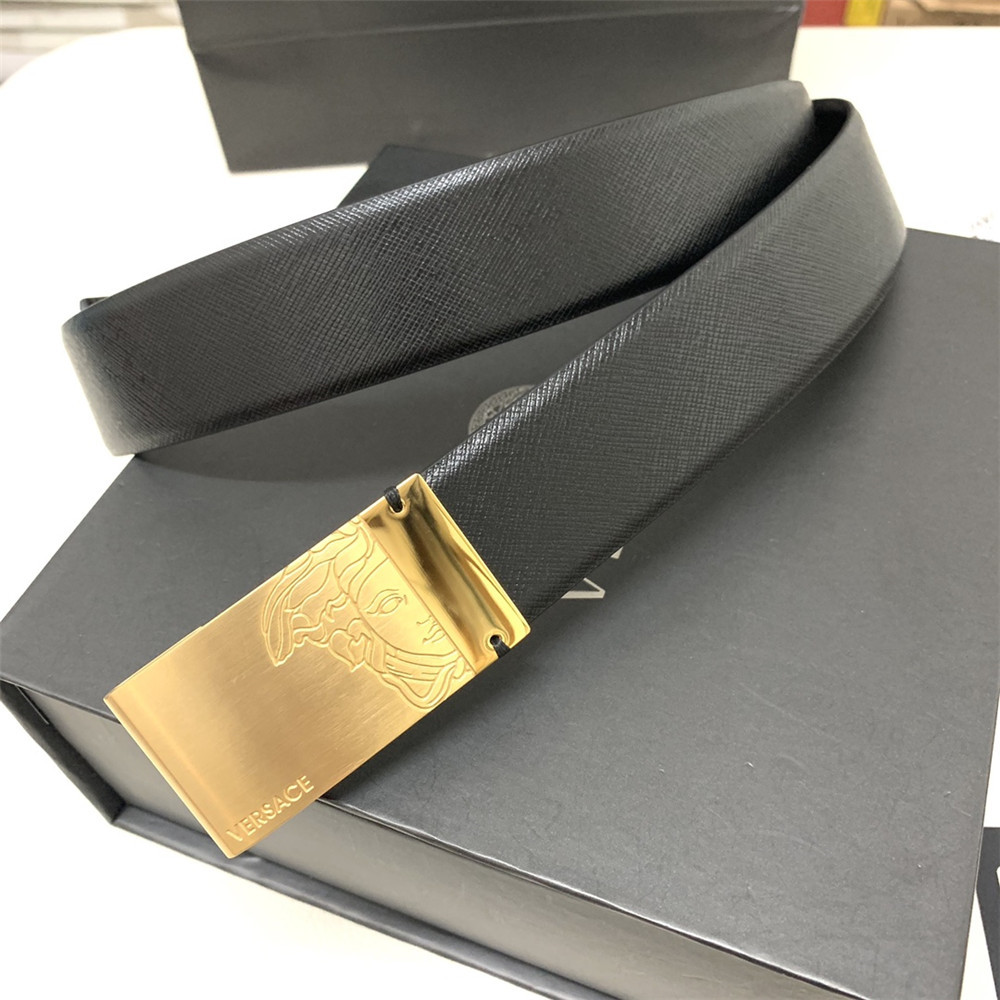 Versace 35MM Black Leather Belt (Men) - EUR FASHION