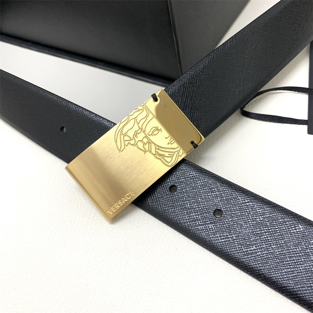 Versace 35MM Black Leather Belt (Men) - EUR FASHION