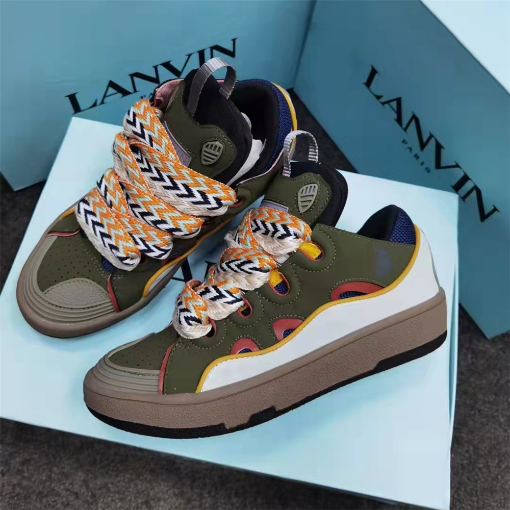 Lanvin Curb Sneaker In Olive Green - EUR FASHION