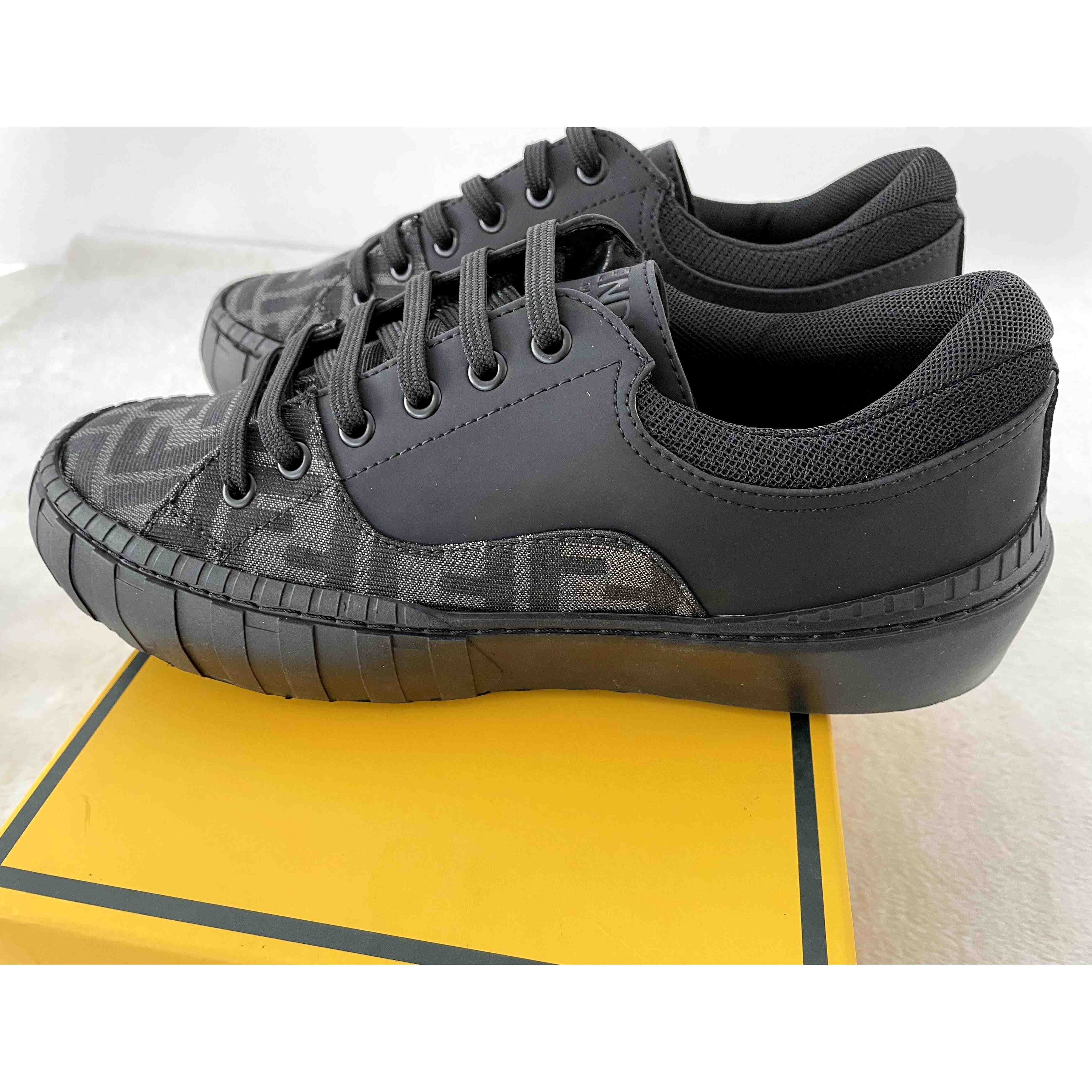 Fendi FF Black Fabric Low-tops Sneaker - EUR FASHION