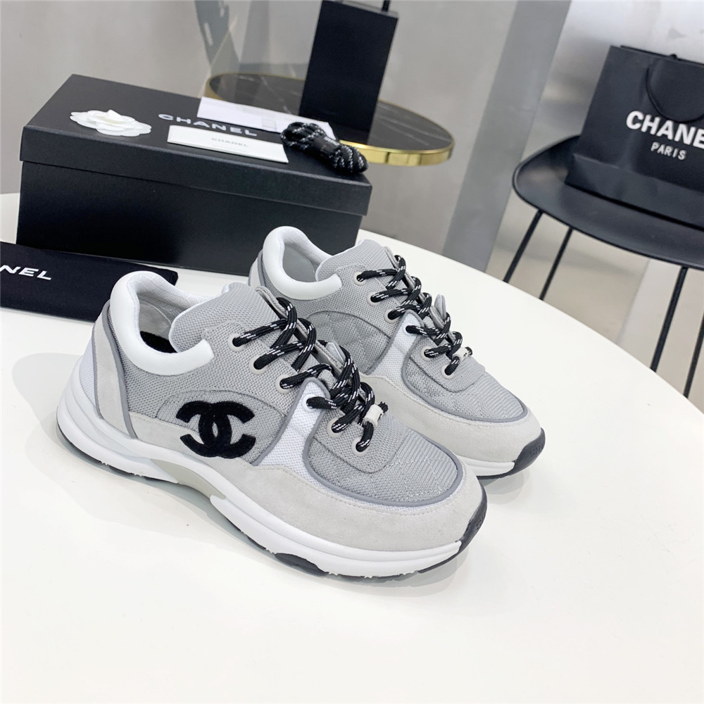 Chanel Fabric&Suede Calfskin Gray&White Sneaker - EUR FASHION